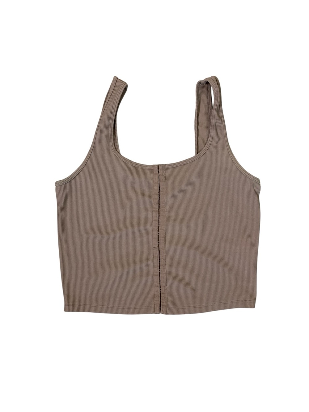 Abercrombie & Fitch L Taupe Ribbed Hook Front Crop Tank Top Casual Summer